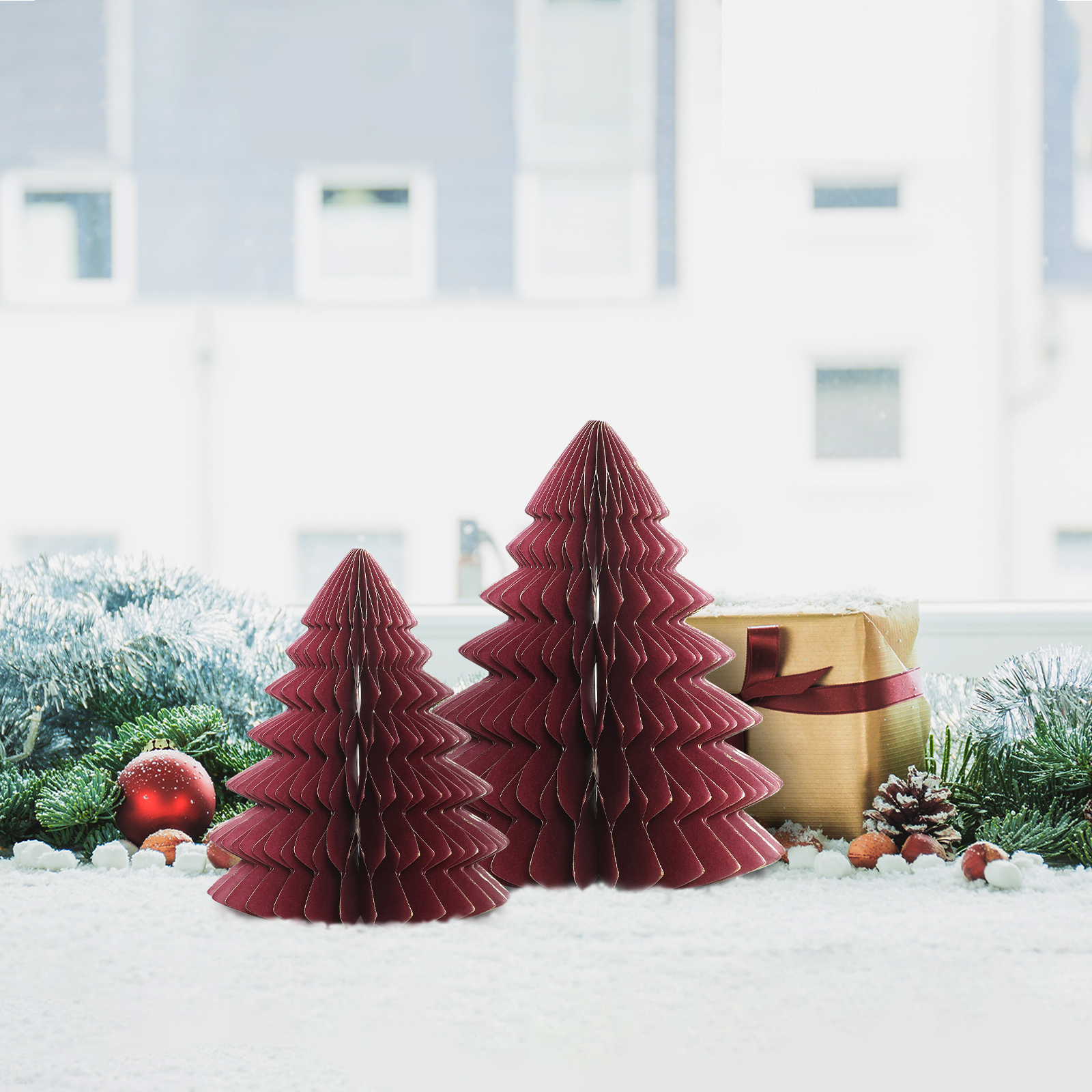 New Claret-Red Design Honeycomb paper Tree ornaments-02.jpg